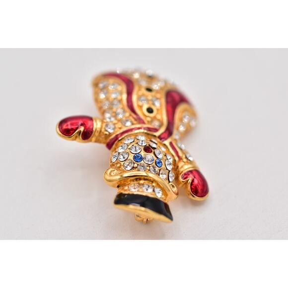 Monet Vintage Crystal Christmas Snowman Pin Brooch Rhinestone Gold Signed BinBP - Picture 8 of 12